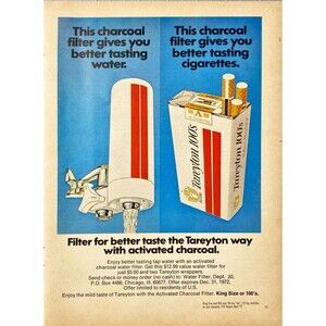 Tareyton 100's Filter Cigarettes "With Activated Charcoal" Playboy Vtg Print Ad